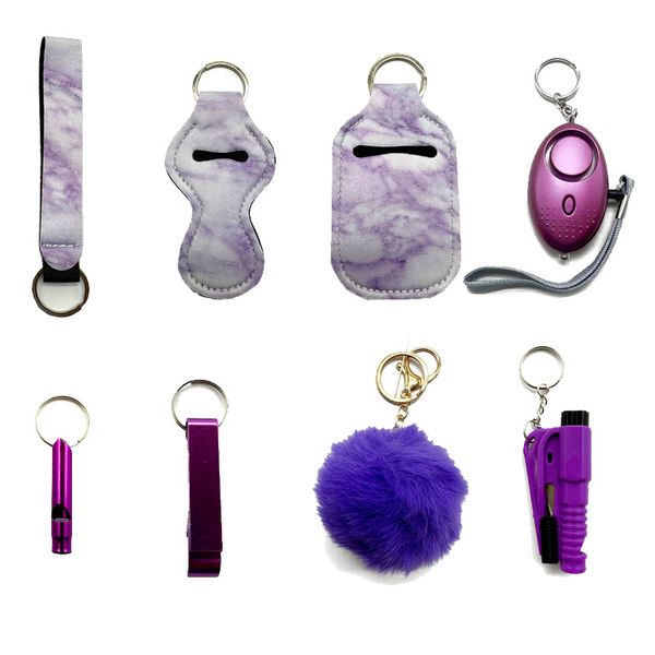 purple fashion women self-defense keychain eight-piece set with liquid bottle set lipstick set bottle opener alarm hairball window breaker s, Silver
purple fashion women self-defense keychain eight-piece set with liquid bottle set lipstick set bottle opener alarm hairball window breaker s, Silver