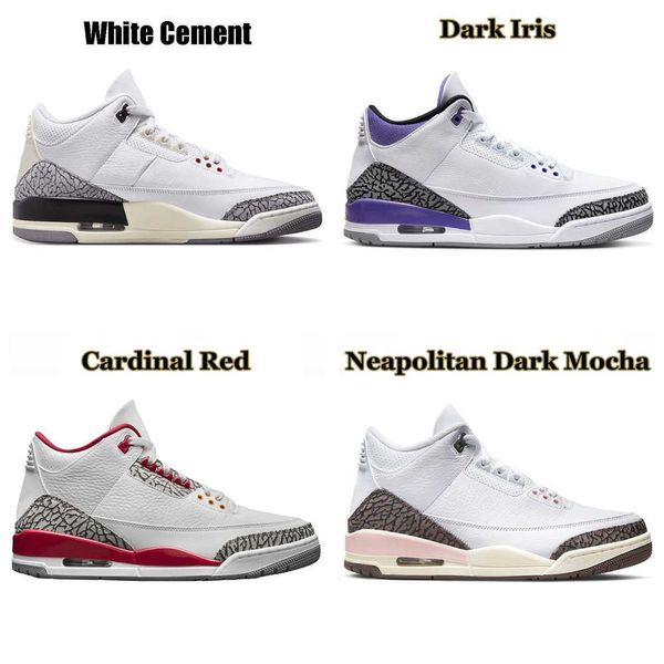 mens womens 3s bastetball outdoor shoes white cement cardinal red dark iris 3 sposrts sneakers trainers, White;red
mens womens 3s bastetball outdoor shoes white cement cardinal red dark iris 3 sposrts sneakers trainers, White;red