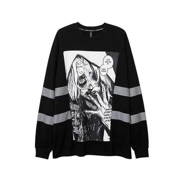 fengchun autumn new gothic long sleeve printed t-shirt reflective high street hip hop street sweater for men, White;black
fengchun autumn new gothic long sleeve printed t-shirt reflective high street hip hop street sweater for men, White;black