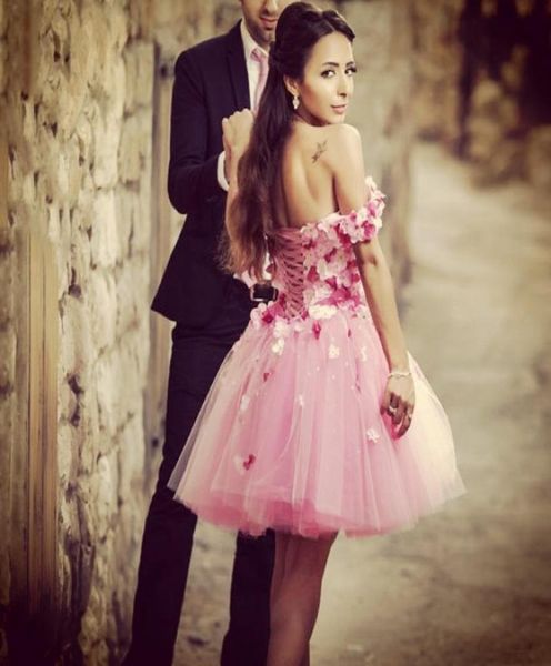 2019 new pink cocktail dresses youthful short sleeve applique hand made flowers ball gown tulle short party prom gowns 057202, Black
2019 new pink cocktail dresses youthful short sleeve applique hand made flowers ball gown tulle short party prom gowns 057202, Black