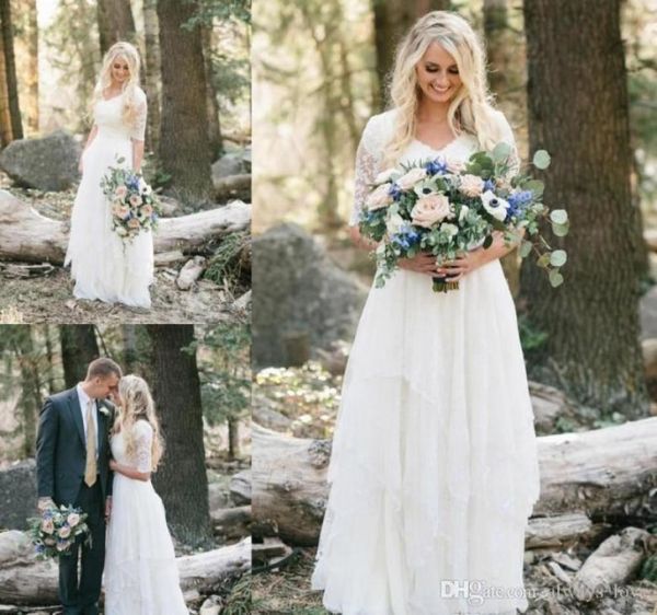 2019 western country bohemian forest wedding dress lace chiffon v neck boho garden country bridal gown custom made plus size9418470, White
2019 western country bohemian forest wedding dress lace chiffon v neck boho garden country bridal gown custom made plus size9418470, White