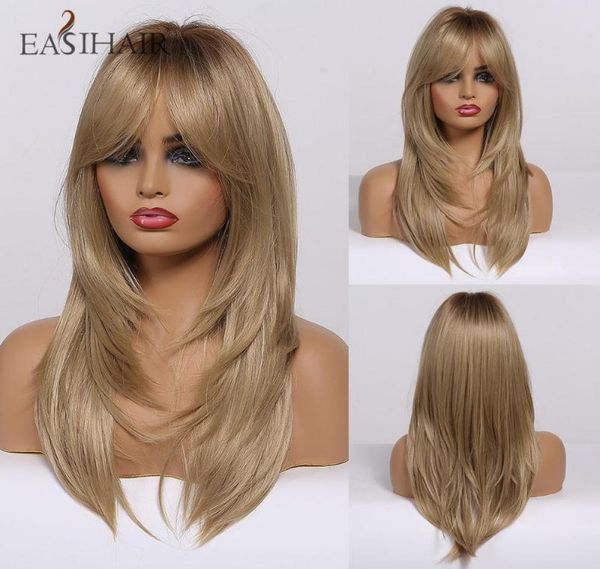 easihair brown to blonde ombre women wig with bangs medium length synthetic wigs layered natural hair wig cosplay heat resistant1712464, Black
easihair brown to blonde ombre women wig with bangs medium length synthetic wigs layered natural hair wig cosplay heat resistant1712464, Black