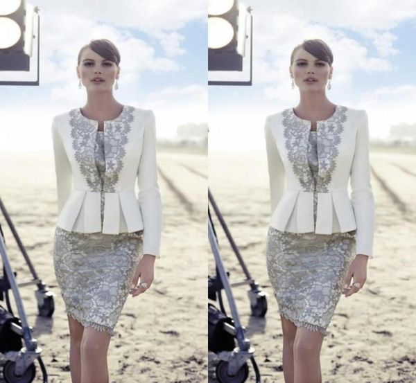 carla ruiz 2019 mother of the bride dresses suit with long sleeve jacket trendy white satin silver lace knee length wedding guest 7093510, Black;red
carla ruiz 2019 mother of the bride dresses suit with long sleeve jacket trendy white satin silver lace knee length wedding guest 7093510, Black;red