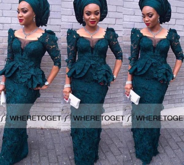 nigerial lace evening gowns dark green half sleeves illusion neckline mermaid floor length aso ebi style prom dress 2019 cust9242031, Black;red
nigerial lace evening gowns dark green half sleeves illusion neckline mermaid floor length aso ebi style prom dress 2019 cust9242031, Black;red