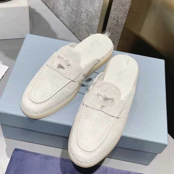 women's half slippers sandal triangle buckle suede leather flat mules designer luxury printing retro sneaker slides fashion leisure com, Black
women's half slippers sandal triangle buckle suede leather flat mules designer luxury printing retro sneaker slides fashion leisure com, Black