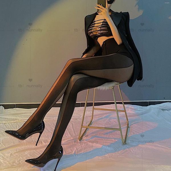 women socks show thin side stripe splicing silk stockings female summer one black hook render proof tights, Black;white
women socks show thin side stripe splicing silk stockings female summer one black hook render proof tights, Black;white