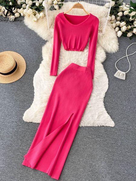 two piece dress singreiny autumn sweater pieces suits long sleeves knit elatic waist slim split skirt set warm knitted suit 230630, White
two piece dress singreiny autumn sweater pieces suits long sleeves knit elatic waist slim split skirt set warm knitted suit 230630, White