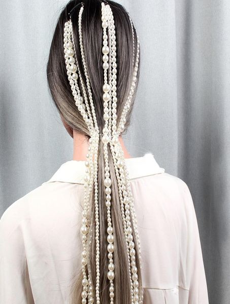 white beaded hair extensions set simulated pearl long tassel chain head chains with clip bridal wedding accessories women party je9275119
white beaded hair extensions set simulated pearl long tassel chain head chains with clip bridal wedding accessories women party je9275119