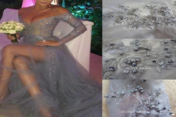 real image gray lace tulle prom dress empire v neck long sleeves special occassion evening party gown delicate b2769591, Black
real image gray lace tulle prom dress empire v neck long sleeves special occassion evening party gown delicate b2769591, Black