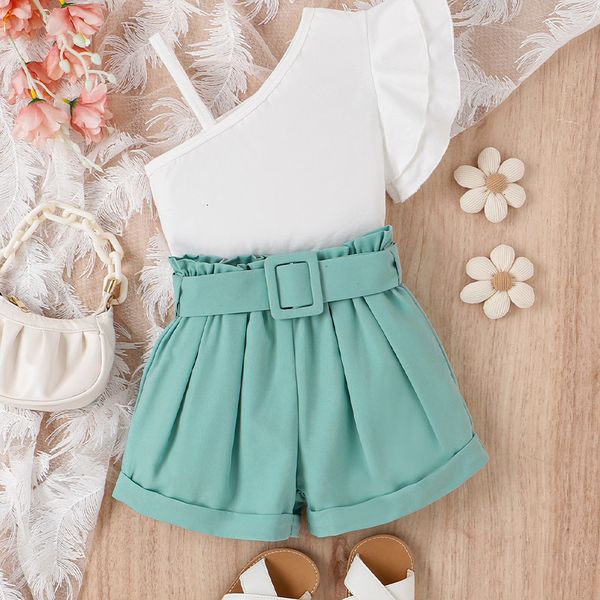clothing sets girls clothes set 2023 spring and summer oblique shoulder suspender flying sleeve shorts belt three piece 230630, White
clothing sets girls clothes set 2023 spring and summer oblique shoulder suspender flying sleeve shorts belt three piece 230630, White