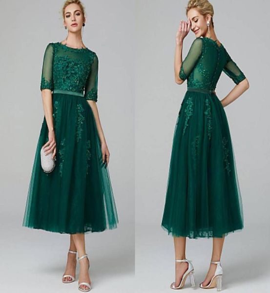 elegant aline illusion neck tea length lace tulle cocktail party prom dress with beading appliques half sleeve dark green special7841834, Black
elegant aline illusion neck tea length lace tulle cocktail party prom dress with beading appliques half sleeve dark green special7841834, Black