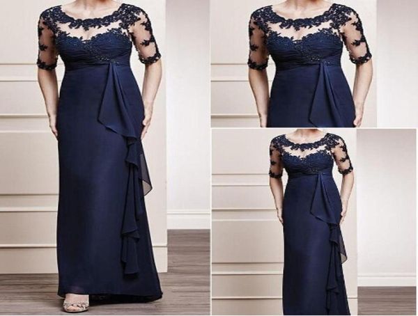 new 12length sleeves mother of the bride illusion neckline sheer transparent side draped dark navy chiffon floorlength5026149, Black;red
new 12length sleeves mother of the bride illusion neckline sheer transparent side draped dark navy chiffon floorlength5026149, Black;red