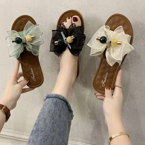 women's slippers soft sole casual fashion personality cute bow lightweight indoor mute anti-slip fairy wind beautiful sandals, Black
women's slippers soft sole casual fashion personality cute bow lightweight indoor mute anti-slip fairy wind beautiful sandals, Black