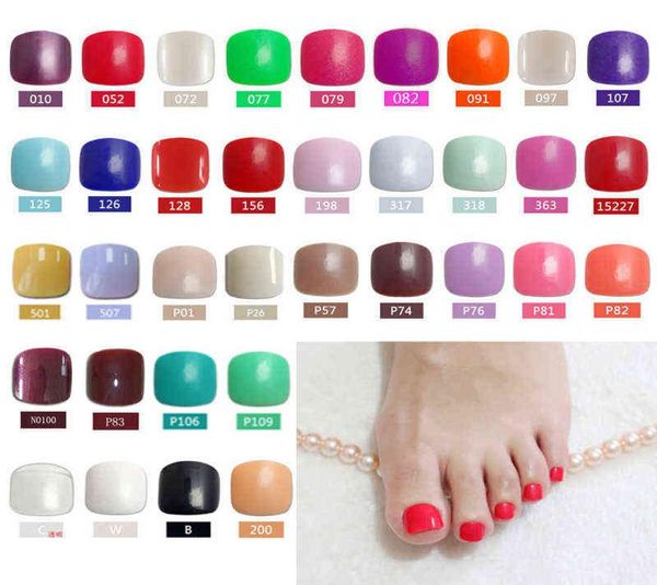 

24pcs fashion design cute toes latest french style candy colorful fake toe 65 optional nail9843846, Red;gold