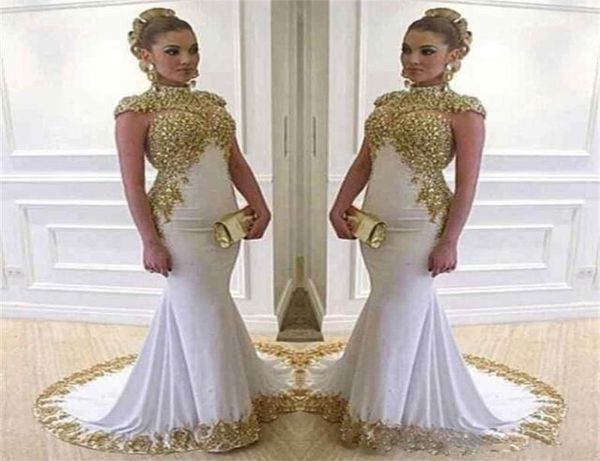 saudi arabia mermaid evening dresses gold lace appliques women wear shiny high neck cap sleeve white dubai formal prom gowns plus 5729433, Black;red 
saudi arabia mermaid evening dresses gold lace appliques women wear shiny high neck cap sleeve white dubai formal prom gowns plus 5729433, Black;red