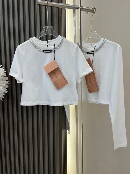 women's t-shirt european designer t-shirt 2023 spring/summer new neckline heavy industry diamond short t-shirt, White
women's t-shirt european designer t-shirt 2023 spring/summer new neckline heavy industry diamond short t-shirt, White