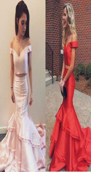 two piece mermaid prom dresses off shoulder crop satin tiered ruffles red light pink long graduation dresses party dresses swe4861580, Black
two piece mermaid prom dresses off shoulder crop satin tiered ruffles red light pink long graduation dresses party dresses swe4861580, Black