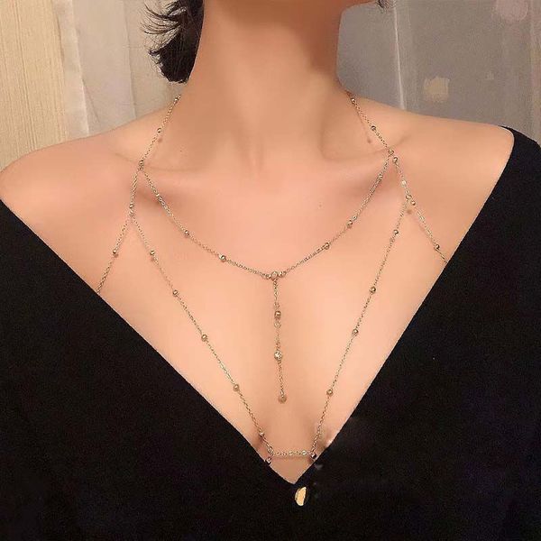 fashion diamond studded round bead chain necklace, european and american atmospheric body chain, personalized design, creative style chest c, Silver
fashion diamond studded round bead chain necklace, european and american atmospheric body chain, personalized design, creative style chest c, Silver