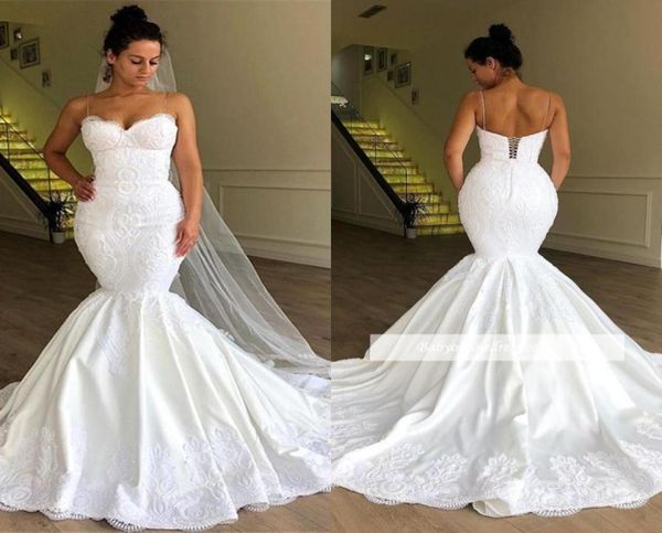 elegant spaghetti straps lace mermaid wedding dresses 2019 tulle applique sweep train plus size wedding bridal gowns with lace up 4981897, White
elegant spaghetti straps lace mermaid wedding dresses 2019 tulle applique sweep train plus size wedding bridal gowns with lace up 4981897, White
