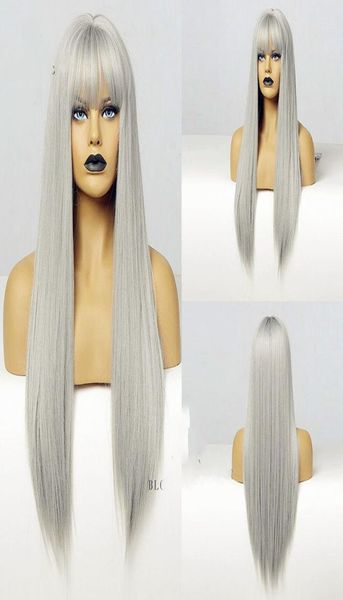 gray color synthetic hair wigs with full neat bangs long silky straight heat resistant synthetic replacement hair wigs for fashion3609251, Black
gray color synthetic hair wigs with full neat bangs long silky straight heat resistant synthetic replacement hair wigs for fashion3609251, Black