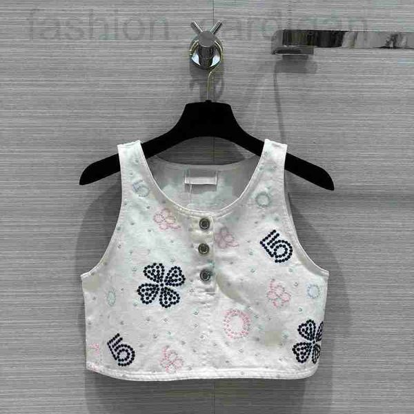 women's tanks & camis designer 2023 women summer denim single breasted sleeveless tank o-neck flower pattern fashion lady elegant crop, White
women's tanks & camis designer 2023 women summer denim single breasted sleeveless tank o-neck flower pattern fashion lady elegant crop, White