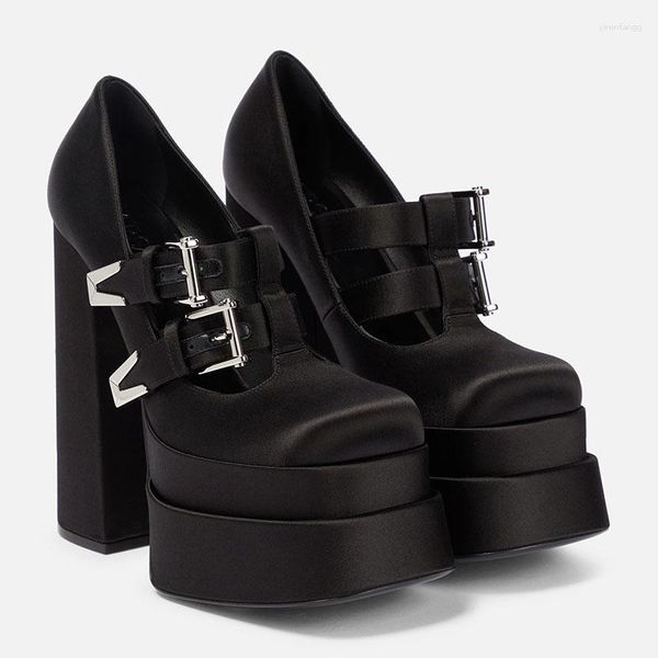 dress shoes belt buckle thick heel high heels spring square head waterproof platform bottom super single women's, Black
dress shoes belt buckle thick heel high heels spring square head waterproof platform bottom super single women's, Black