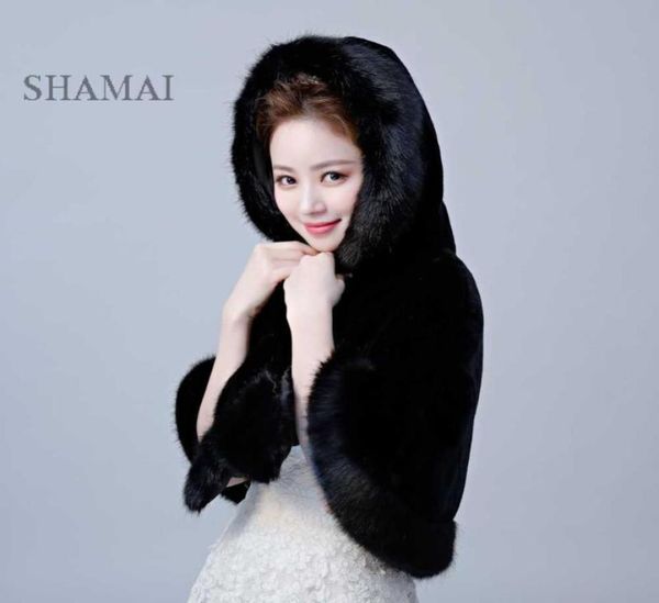 wraps jackets shamai black winter faux fur bridal jacket warm boleros luxurious wedding bride cape wrap with hat1071741, White
wraps jackets shamai black winter faux fur bridal jacket warm boleros luxurious wedding bride cape wrap with hat1071741, White