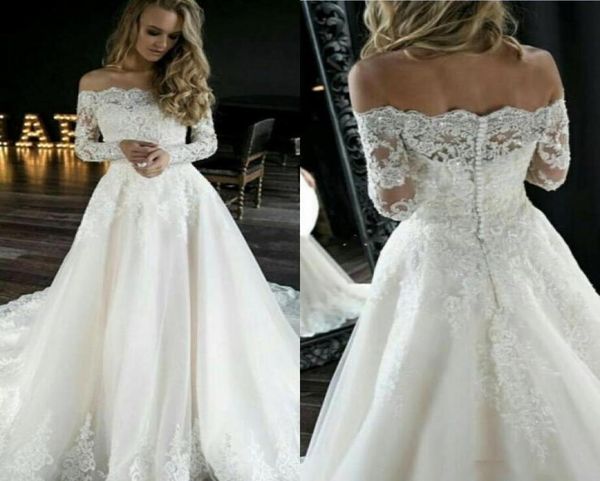 vintage country wedding dresses 2019 lace off shoulder a line long sleeves button sequins appliques garden bridal gowns vestido de1453735, White
vintage country wedding dresses 2019 lace off shoulder a line long sleeves button sequins appliques garden bridal gowns vestido de1453735, White