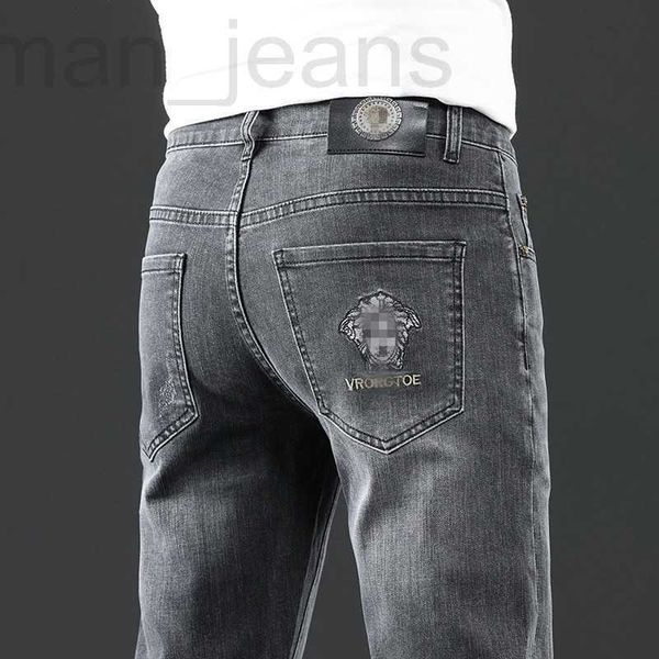 men's jeans designer autumn fashion brand korean small leggings slim fit thick european embroidery medusa youth pants x2is, Blue
men's jeans designer autumn fashion brand korean small leggings slim fit thick european embroidery medusa youth pants x2is, Blue