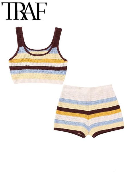 women s tracksuits traf 2023 thin style 2 piece sets striped knitted women sweater suits sleeveless wide straps crop female shorts 230629, Gray
women s tracksuits traf 2023 thin style 2 piece sets striped knitted women sweater suits sleeveless wide straps crop female shorts 230629, Gray