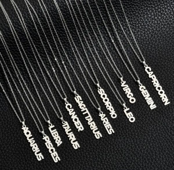 gold silver letter zodiac necklace constellation virgo gemini libra leo scorpio stainless steel english pendent necklaces
gold silver letter zodiac necklace constellation virgo gemini libra leo scorpio stainless steel english pendent necklaces