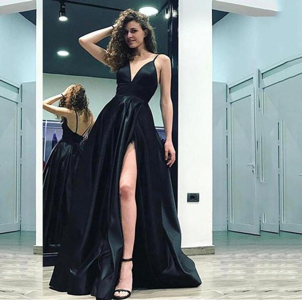 beautiful black satin dress spaghetti straps neckline aline evening dresses backless slit sweep train prom party dresses cus5785831, Black;red
beautiful black satin dress spaghetti straps neckline aline evening dresses backless slit sweep train prom party dresses cus5785831, Black;red
