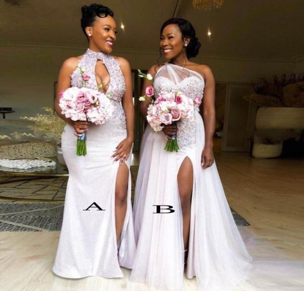 two styles nigeria african mermaid bridesmaid dresses plus size beads applique maid of the honor side slit wedding party wear4941244, White;pink
two styles nigeria african mermaid bridesmaid dresses plus size beads applique maid of the honor side slit wedding party wear4941244, White;pink
