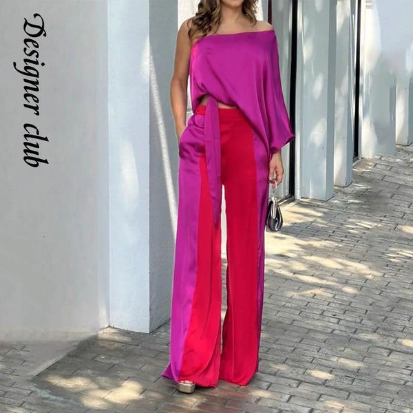 women's tracksuits elegant irregular women two piece set chic one shoulder solid lace up color block loose pants sets spring female str, Gray
women's tracksuits elegant irregular women two piece set chic one shoulder solid lace up color block loose pants sets spring female str, Gray