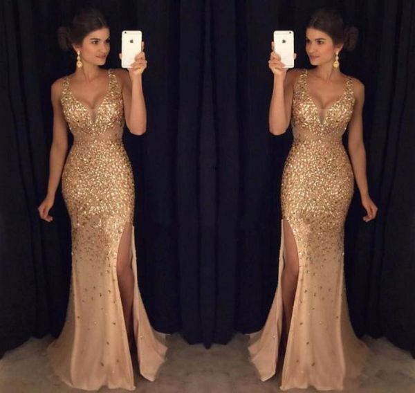 gold beaded crystals tulle long mermaid prom dresses v neck formal party gowns high side slit celebrity evening dress vestido3676323, Black
gold beaded crystals tulle long mermaid prom dresses v neck formal party gowns high side slit celebrity evening dress vestido3676323, Black