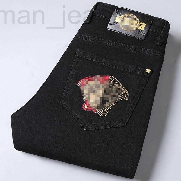 men's jeans designer autumn and winter new thick korean slim fit men's jeans small foot student's cotton elastic medusa embro, Blue
men's jeans designer autumn and winter new thick korean slim fit men's jeans small foot student's cotton elastic medusa embro, Blue