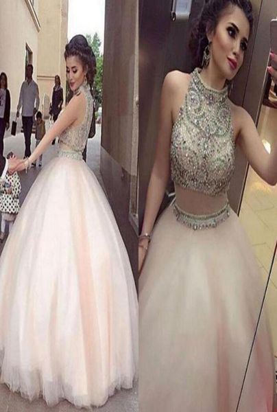 light pink ball gown quinceanera dresses high neck crystal beaded tulle floor length two piece prom dresses arabic dubai formal ev7676076, Blue;red
light pink ball gown quinceanera dresses high neck crystal beaded tulle floor length two piece prom dresses arabic dubai formal ev7676076, Blue;red