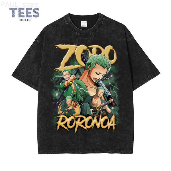 men's t-shirts anime one piece t-shirts vintage washed roronoa zoro graphic t shirt streetwear harajuku short sleeve casual manga tees, White;black 
men's t-shirts anime one piece t-shirts vintage washed roronoa zoro graphic t shirt streetwear harajuku short sleeve casual manga tees, White;black