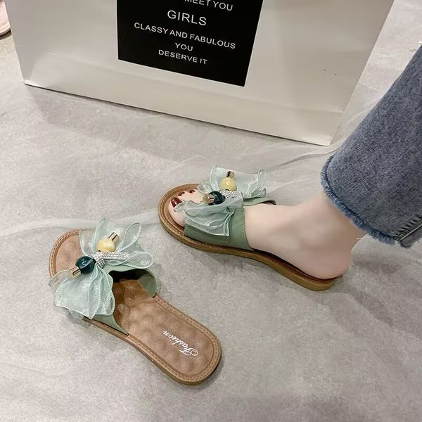 women's slippers fashion cute bow comfortable lightweight indoor quiet non-slip outdoor fairy wind beach sandals, Black
women's slippers fashion cute bow comfortable lightweight indoor quiet non-slip outdoor fairy wind beach sandals, Black