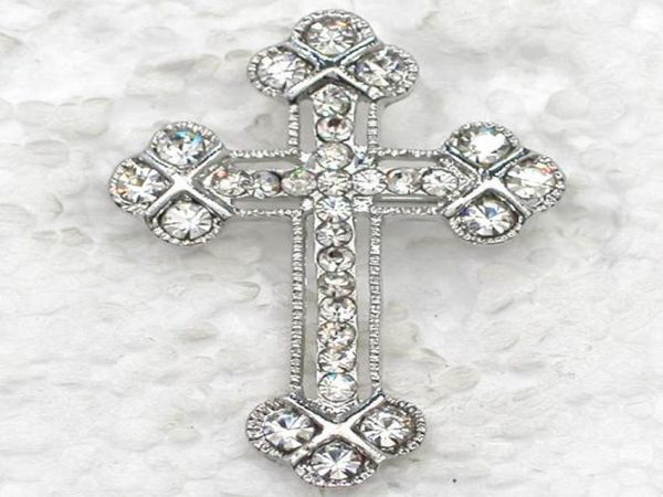 whole crystal rhinestone cross pin brooch fashion costume jewelry gift brooches pendant c4032334737, Gray