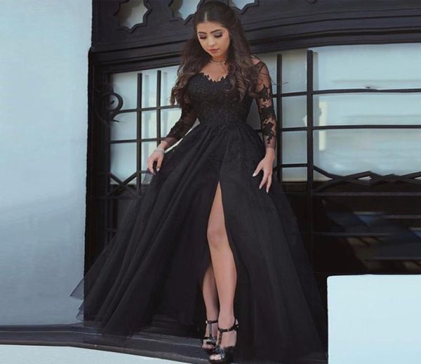 amazing black prom dresses long sheer tulle dress split side and backless appliques evening women party gowns1919811
amazing black prom dresses long sheer tulle dress split side and backless appliques evening women party gowns1919811