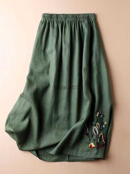 cotton linen skirt for women 2023 summer new embroidery black skirt solid casual loose elastic waist aline women's long skirts l230621
cotton linen skirt for women 2023 summer new embroidery black skirt solid casual loose elastic waist aline women's long skirts l230621
