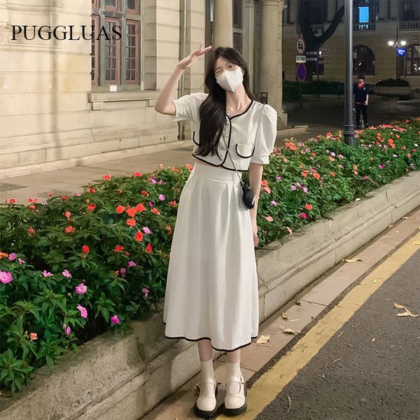 two piece dress korea retro summer two piece set women crop shirt blouse midi skirt suits vintage female 2 piece set outfit streetwear 23062, White
two piece dress korea retro summer two piece set women crop shirt blouse midi skirt suits vintage female 2 piece set outfit streetwear 23062, White
