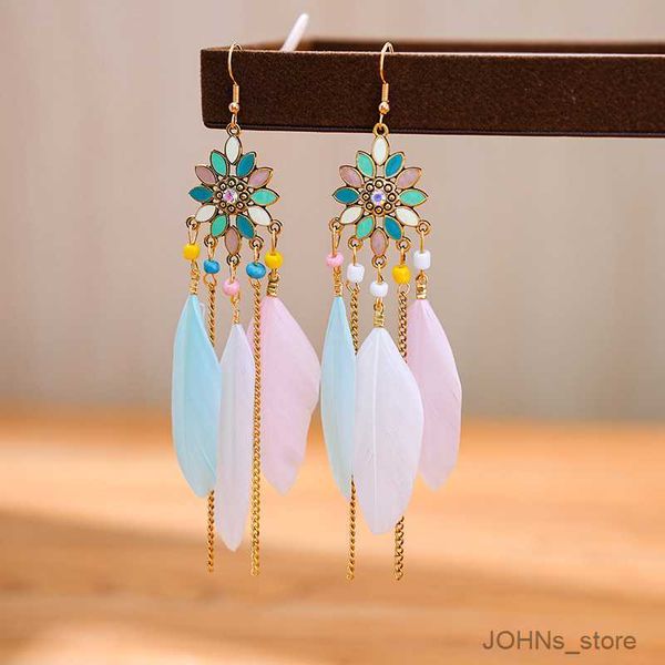 stud classic long colorful feather earrings retro ethnic drop oil beads chain earrings female vacation party jewelry r230630, Golden;silver
stud classic long colorful feather earrings retro ethnic drop oil beads chain earrings female vacation party jewelry r230630, Golden;silver