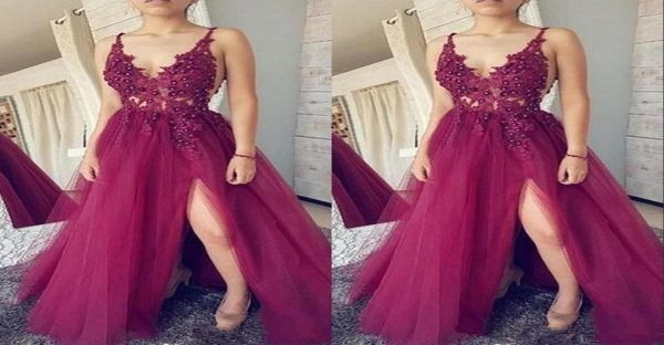 2020 new dark fuchsia deep v neck prom dresses lace tulle split formal evening dresses long party gowns 7175037305, Black
2020 new dark fuchsia deep v neck prom dresses lace tulle split formal evening dresses long party gowns 7175037305, Black