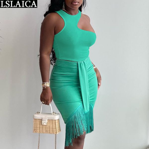 two piece dress 2 piece sets outfits sleeveless tank and knee-length skirt tassel design solid color women's suit summer off shoulder 2, White
two piece dress 2 piece sets outfits sleeveless tank and knee-length skirt tassel design solid color women's suit summer off shoulder 2, White