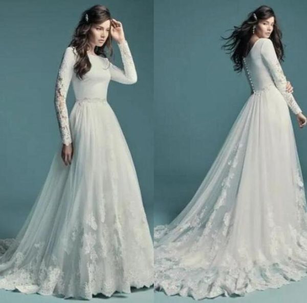 elegant lace a line wedding dresses sheer crew neck long sleeves tulle applique beaded wedding bridal gowns with buttons robes de 1859119, White
elegant lace a line wedding dresses sheer crew neck long sleeves tulle applique beaded wedding bridal gowns with buttons robes de 1859119, White