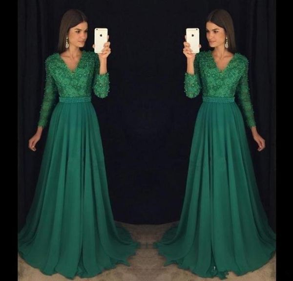 emerald green lace chiffon long sleeve prom pageant dresses modest vneck beaded plus size women formal occasion evening dress2180356, Black
emerald green lace chiffon long sleeve prom pageant dresses modest vneck beaded plus size women formal occasion evening dress2180356, Black