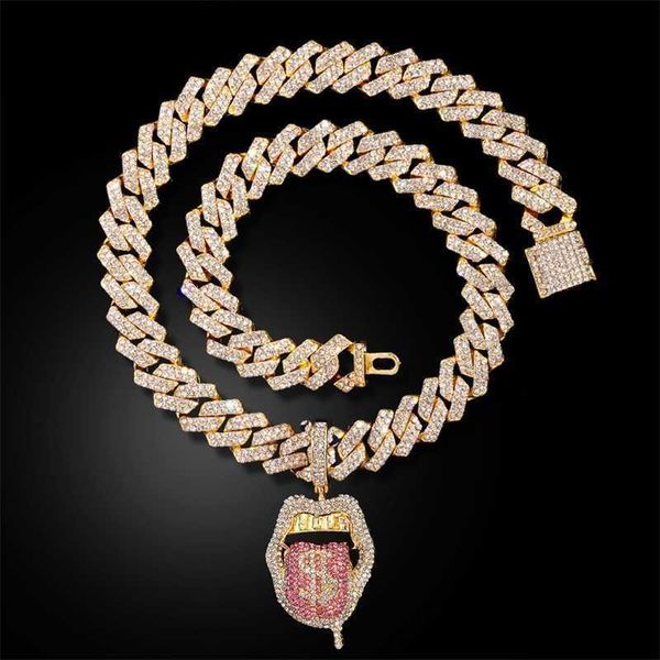 pendant necklaces men women dollar tongue necklace luxury iced out bling crystal prong cuban chain hip hop fashion charm jewelry 230613, Silver
pendant necklaces men women dollar tongue necklace luxury iced out bling crystal prong cuban chain hip hop fashion charm jewelry 230613, Silver