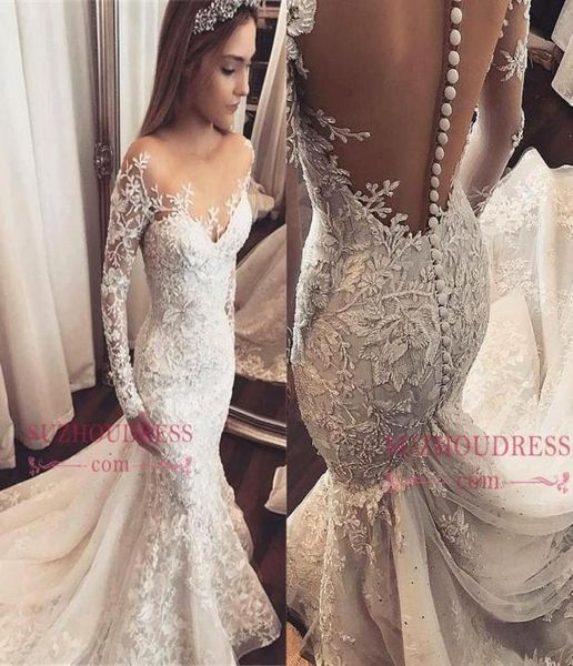 2019 long sleeves mermaid lace appliqued wedding dresses vintage arabic dubai plus size boho bridal gown bc15092552352, White
2019 long sleeves mermaid lace appliqued wedding dresses vintage arabic dubai plus size boho bridal gown bc15092552352, White
